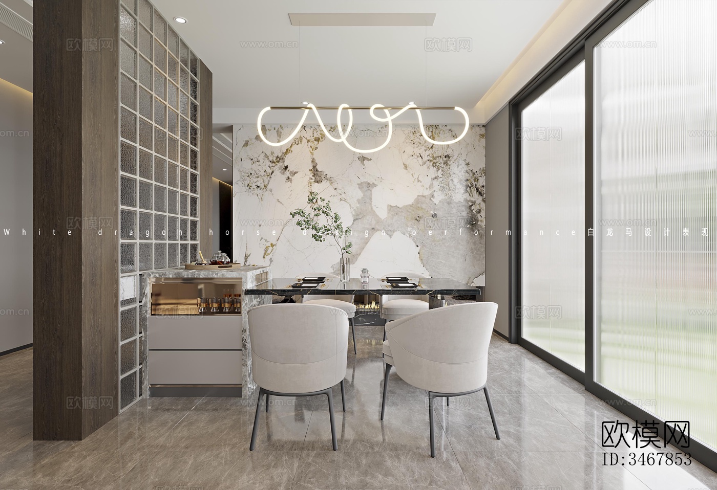 现代大平层效果图下载（渲染图5）