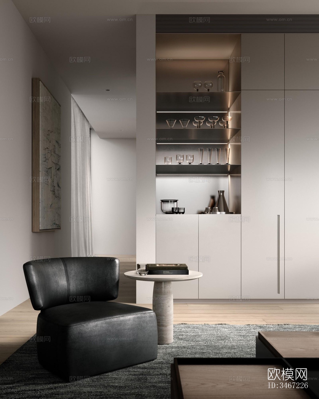 现代大平层效果图下载（渲染图5）