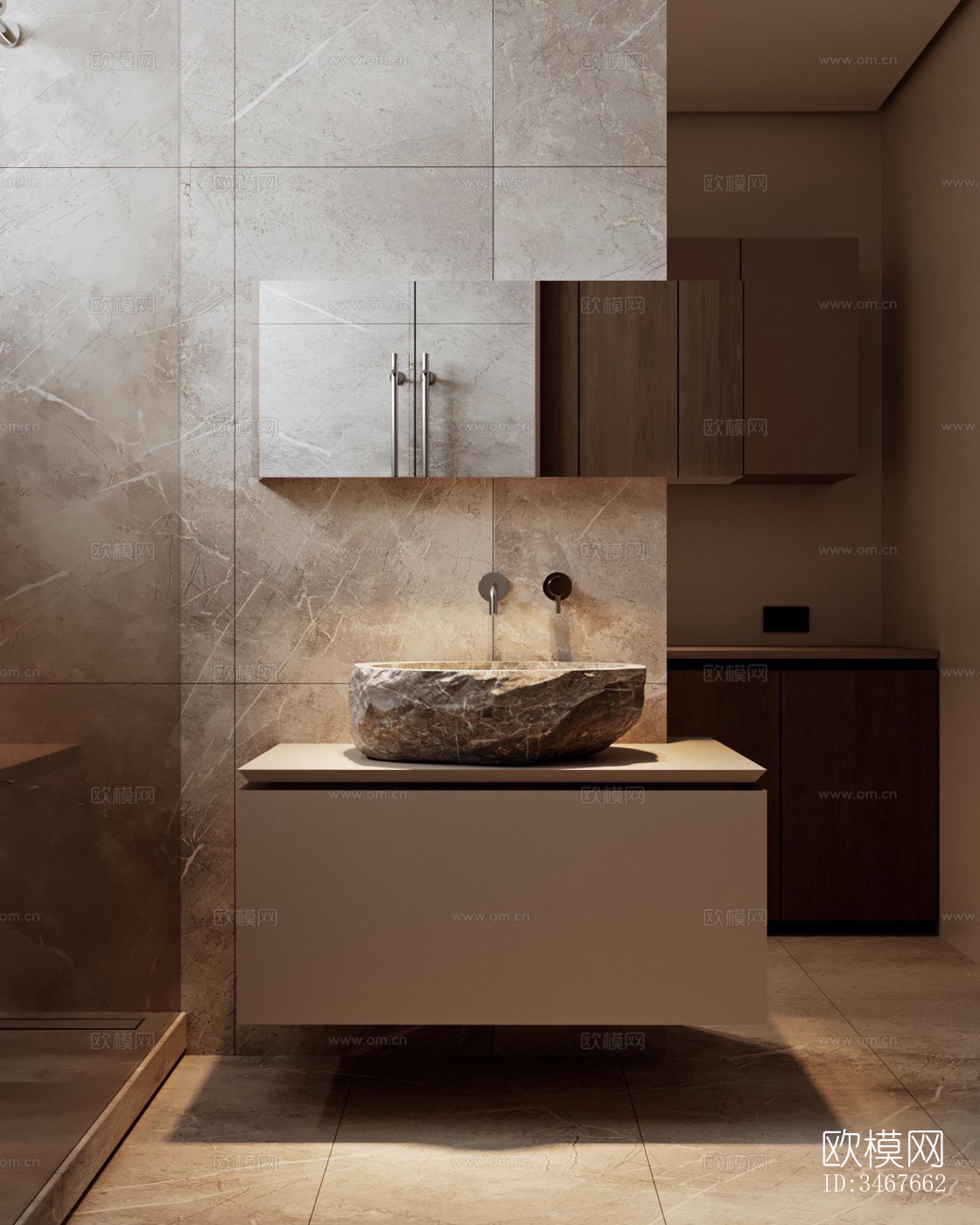 现代大平层效果图下载（渲染图3）