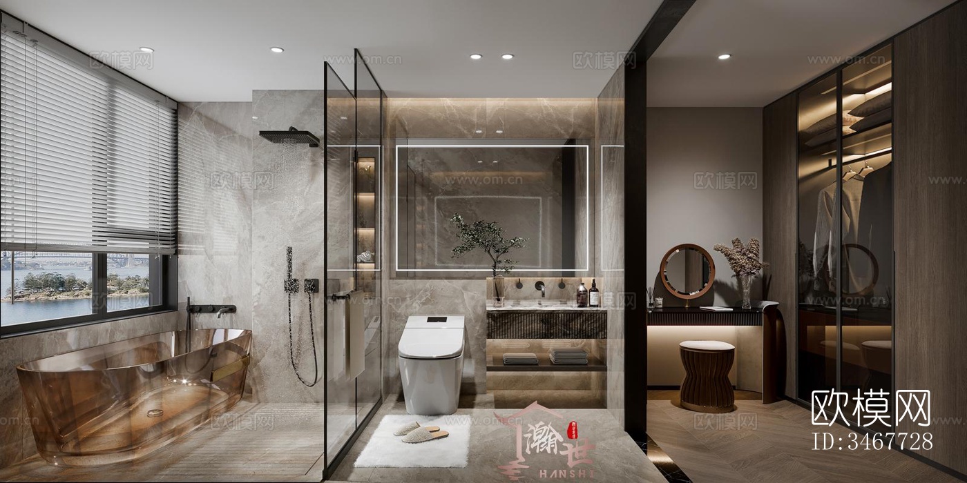 现代大平层效果图下载（渲染图2）