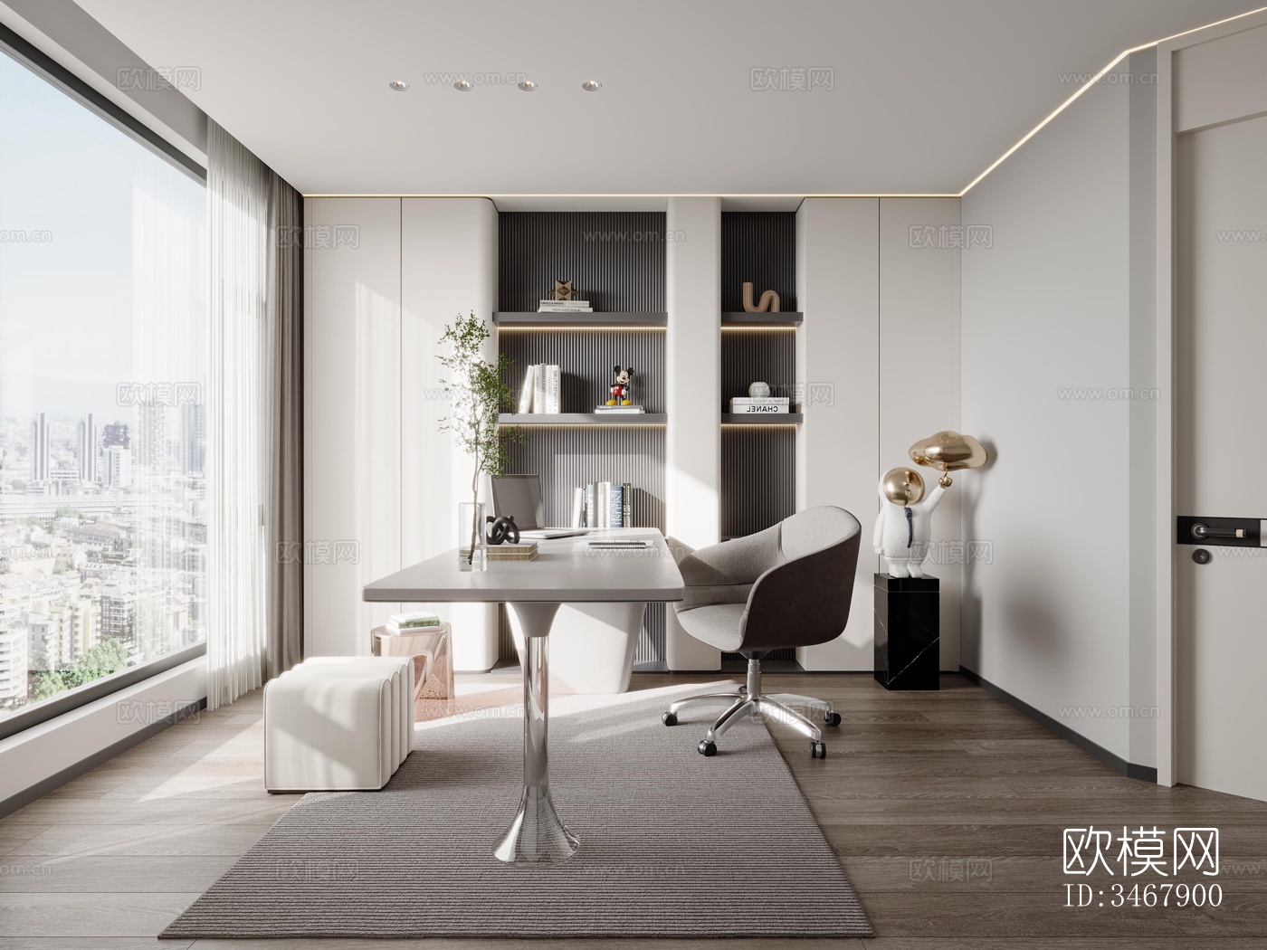 现代大平层效果图下载（渲染图6）