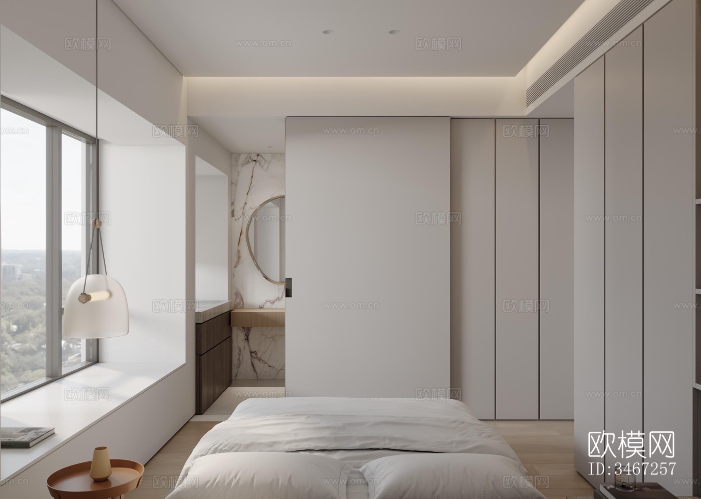 现代大平层效果图下载（渲染图3）