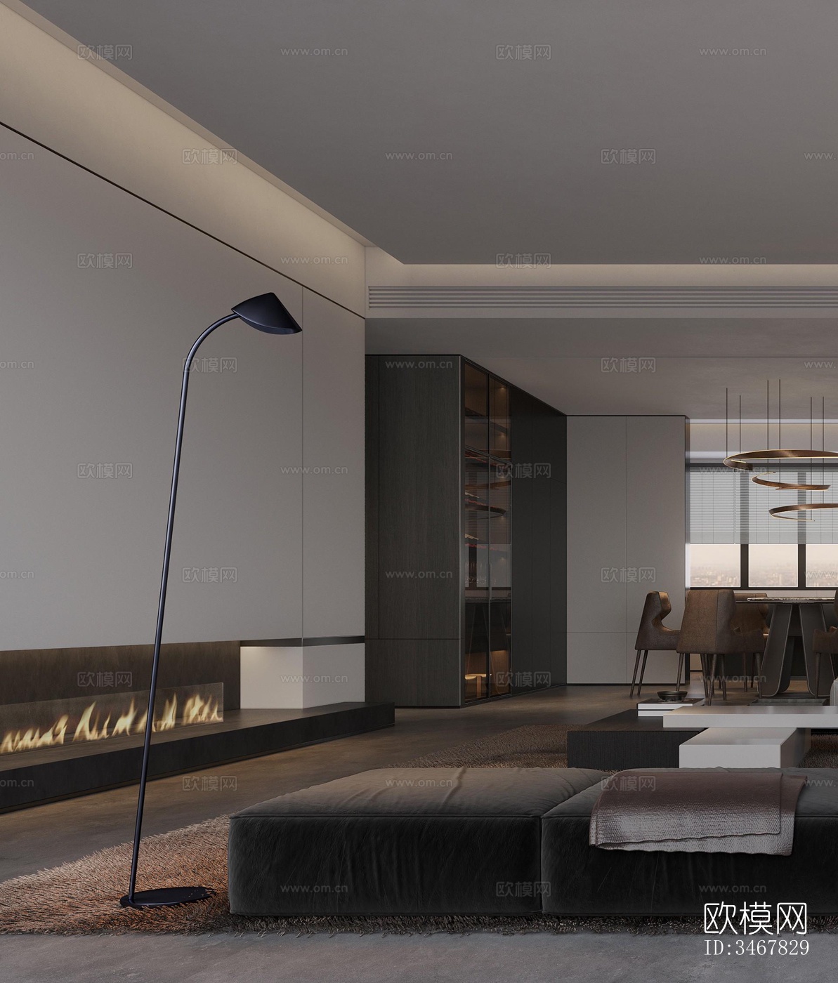 现代大平层效果图下载（渲染图8）