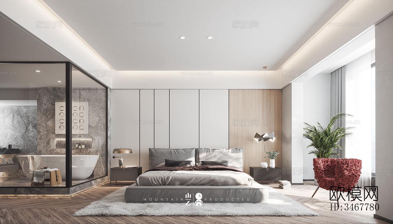 现代大平层效果图下载（渲染图7）