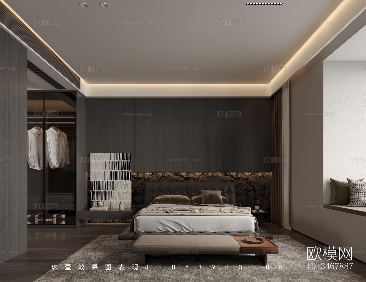 现代大平层效果图下载（渲染图4）