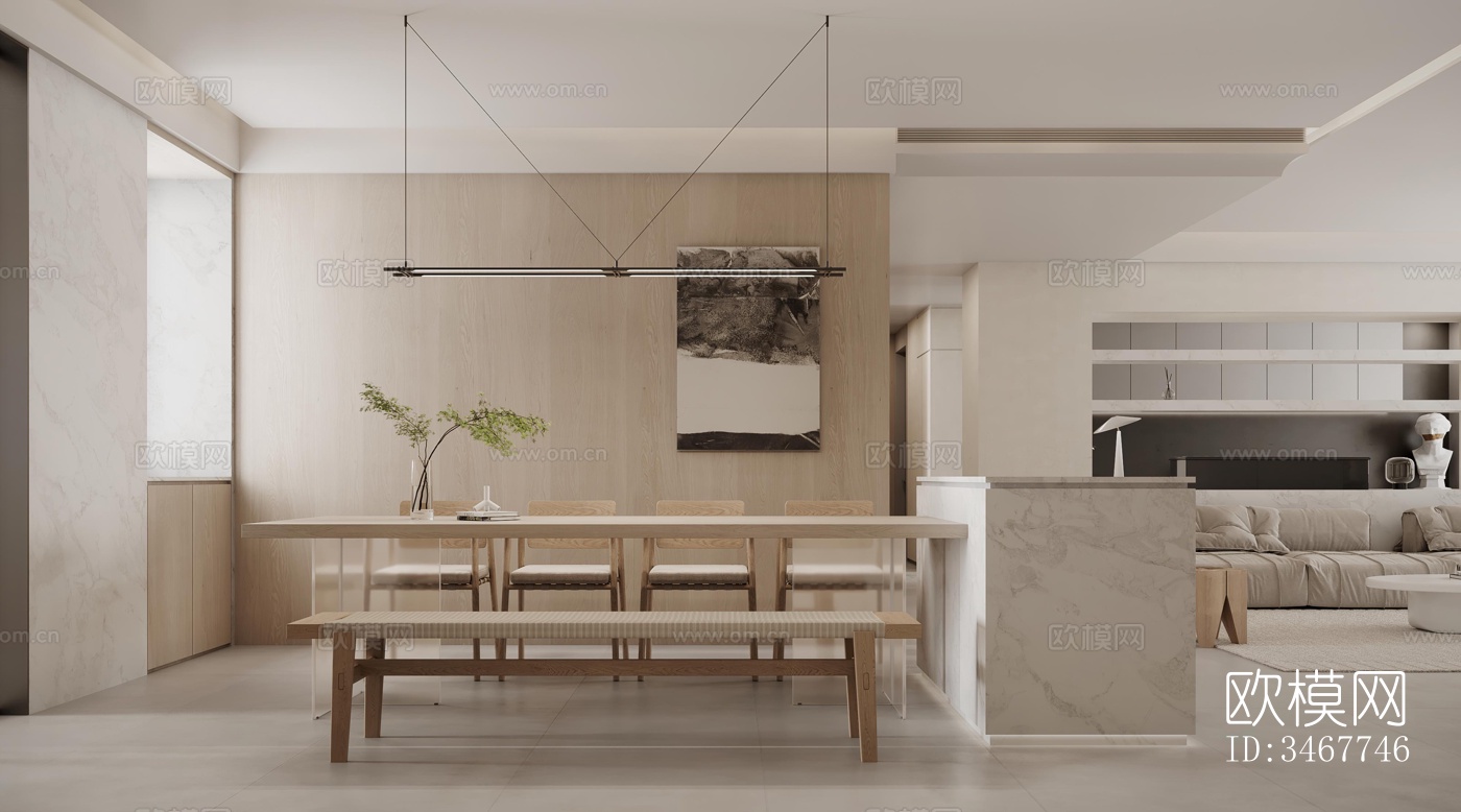 现代大平层效果图下载（渲染图10）