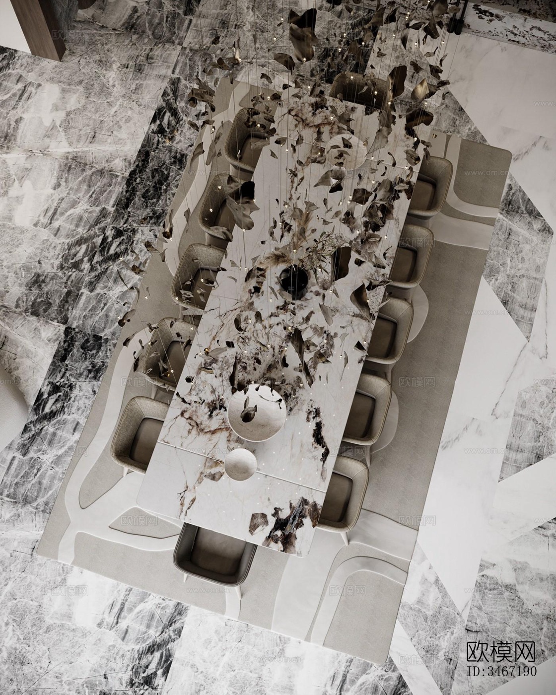 现代大平层效果图下载（渲染图9）