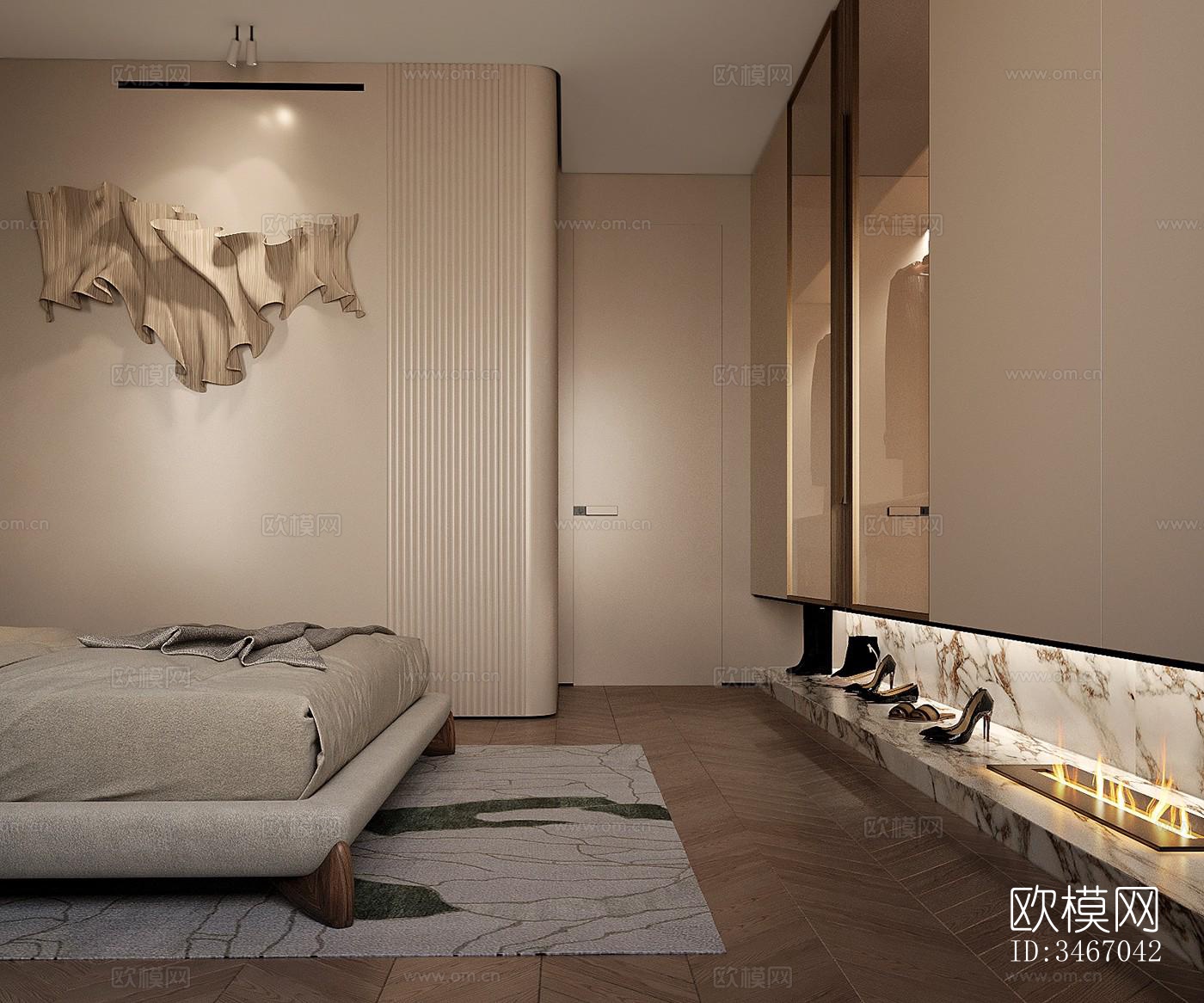 现代卧室效果图下载（渲染图3）