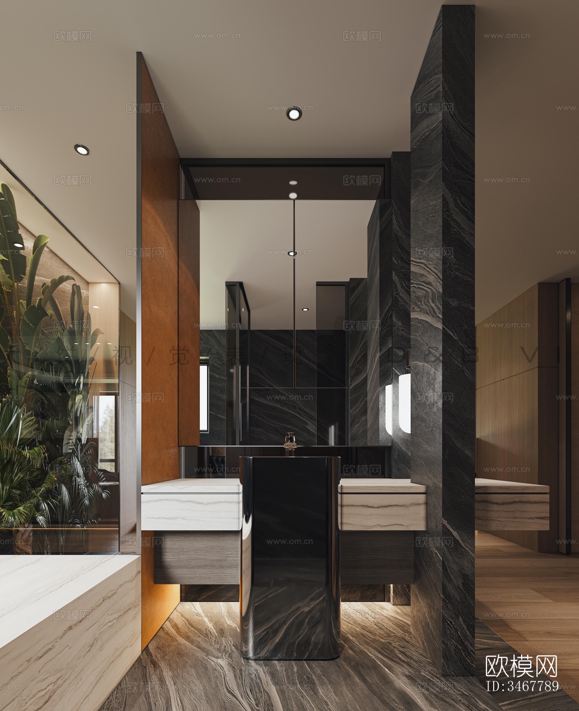 现代大平层效果图下载（渲染图2）