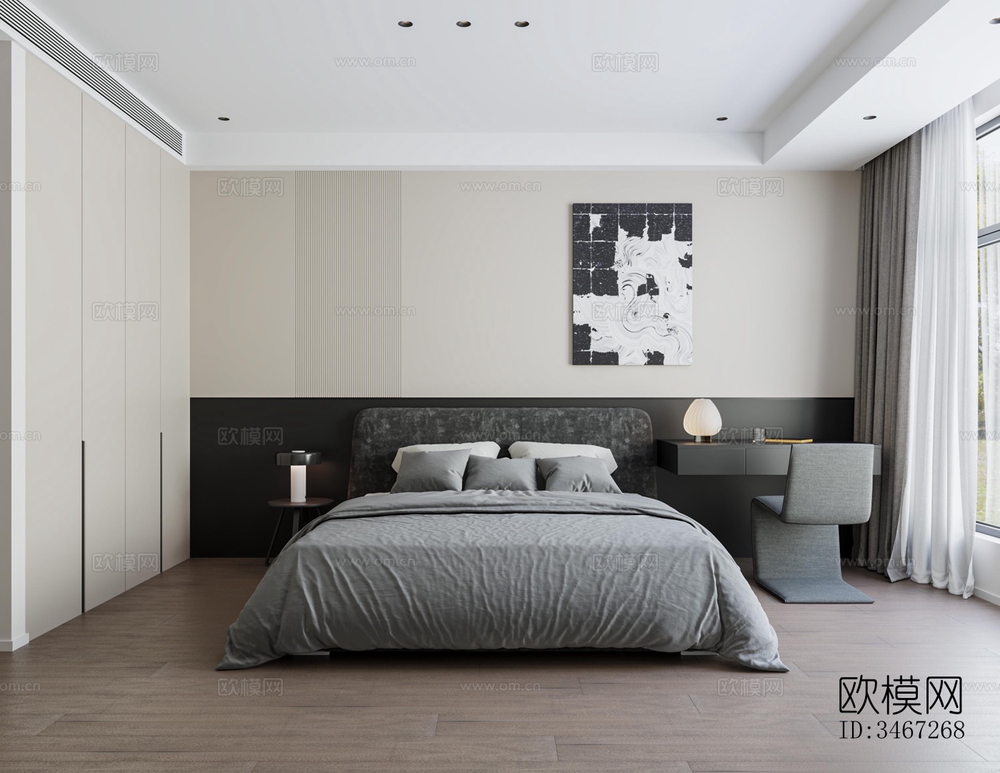 现代大平层效果图下载（渲染图6）