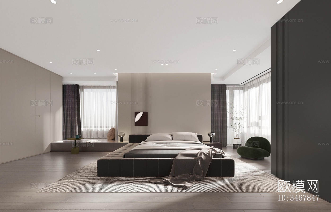 现代大平层效果图下载（渲染图8）