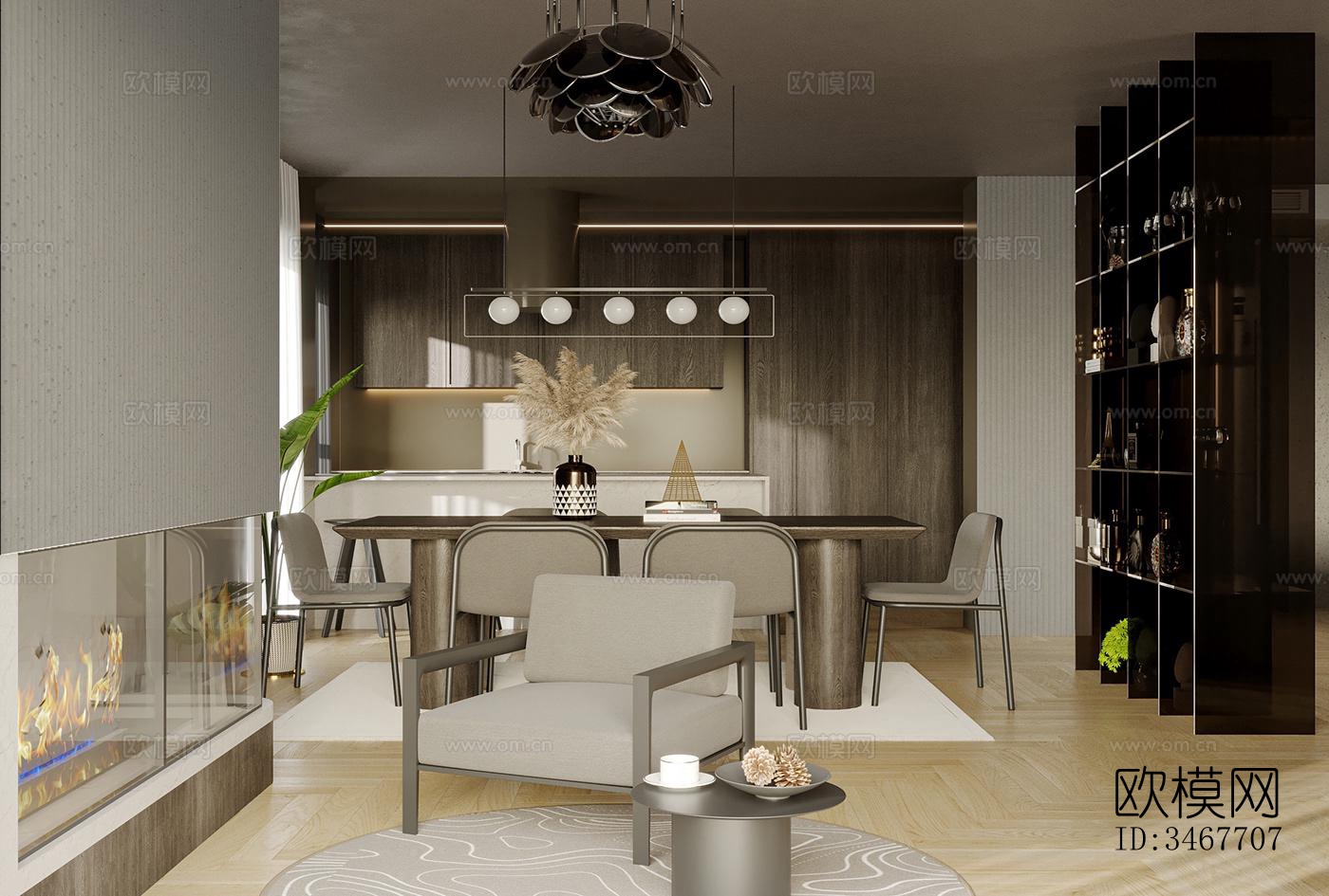 现代大平层效果图下载（渲染图11）