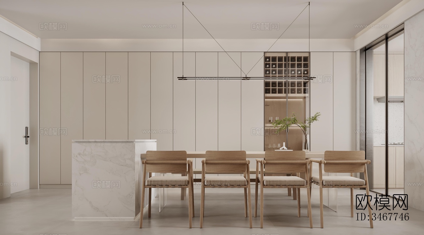 现代大平层效果图下载（渲染图9）