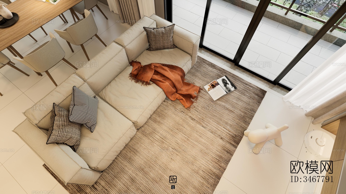 现代大平层效果图下载（渲染图16）