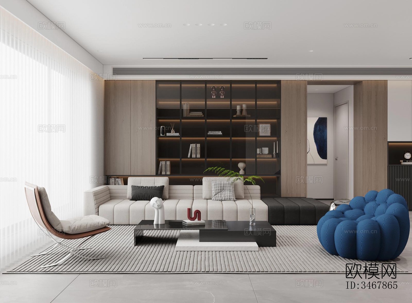 现代大平层效果图下载（渲染图19）