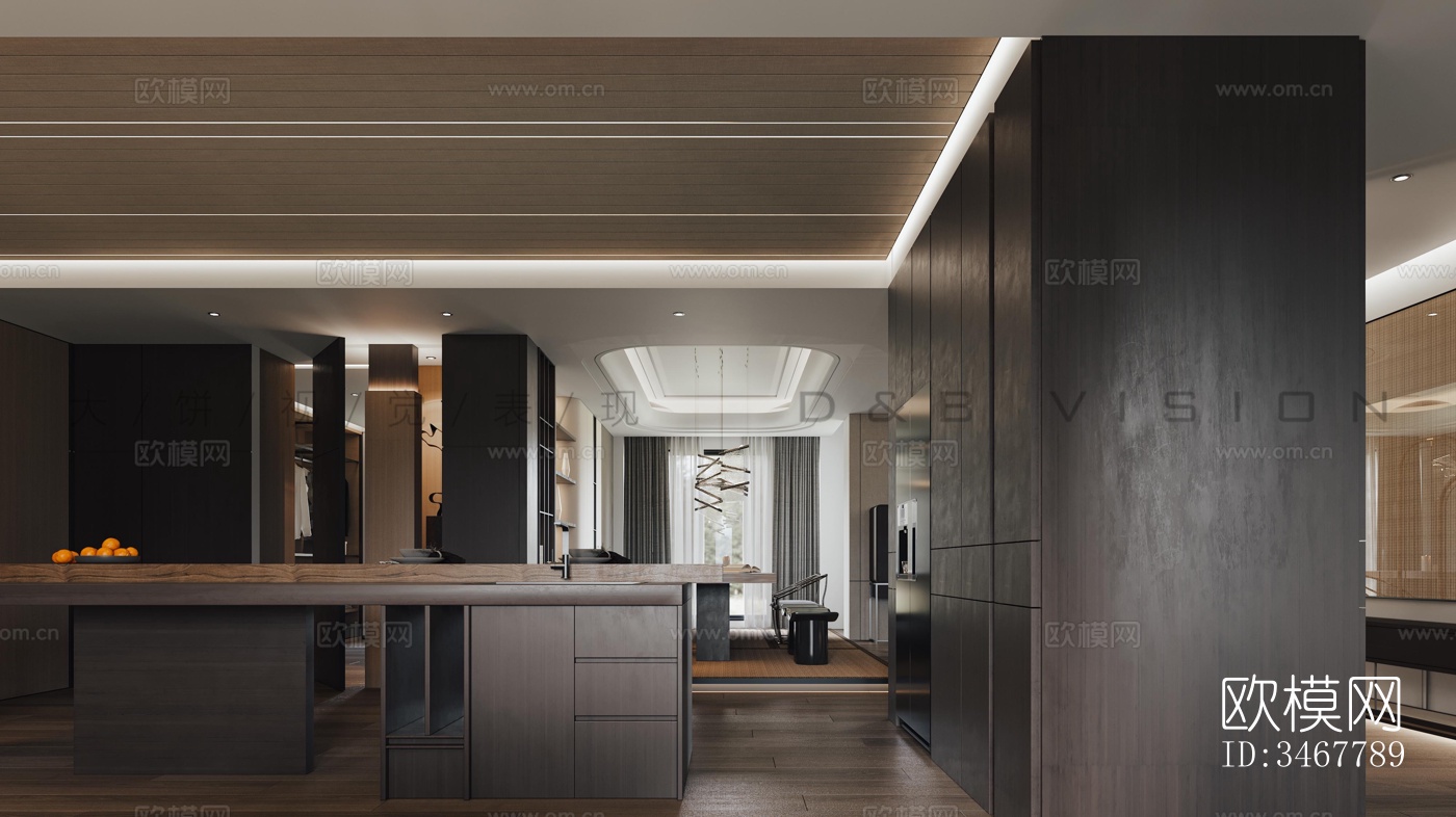 现代大平层效果图下载（渲染图6）