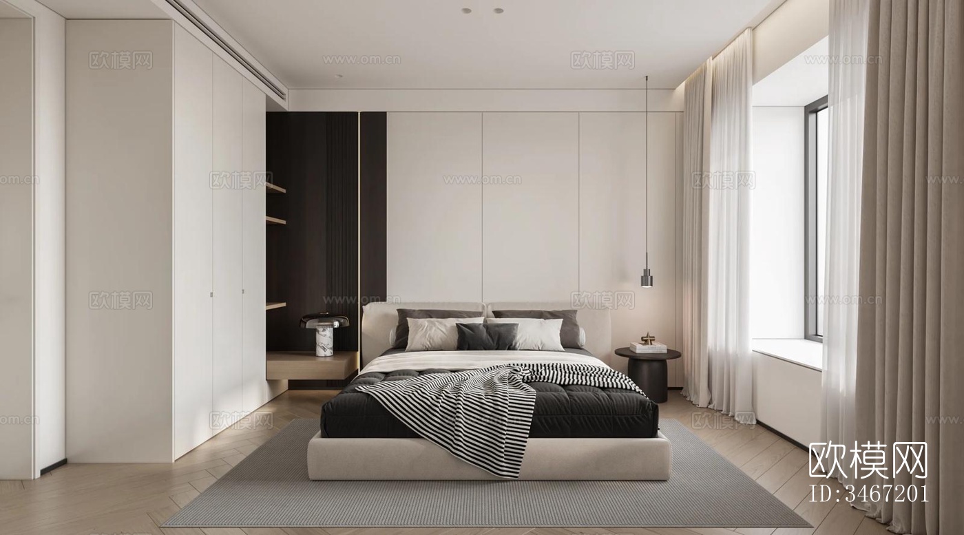 现代大平层效果图下载（渲染图9）