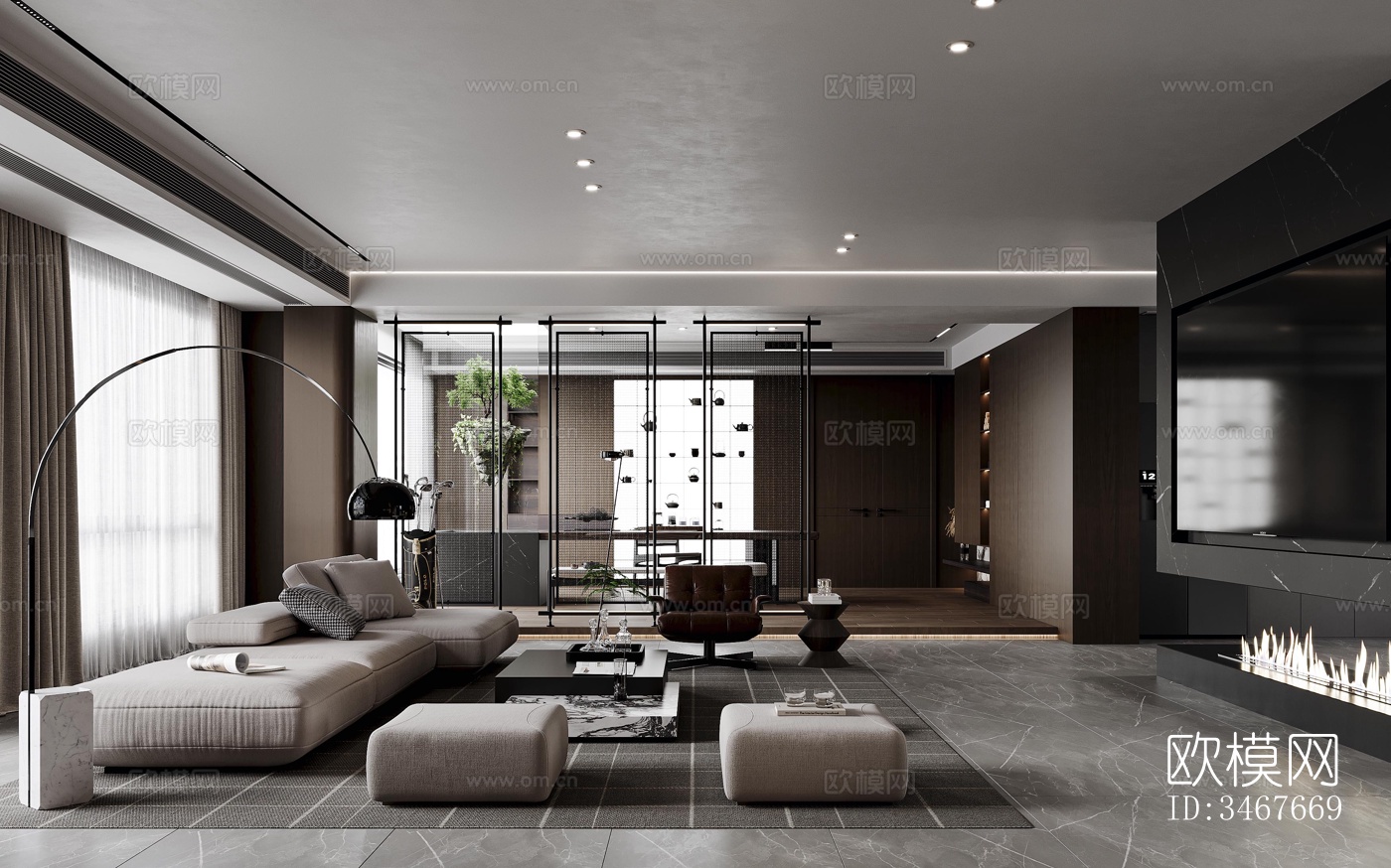 现代大平层效果图下载（渲染图10）