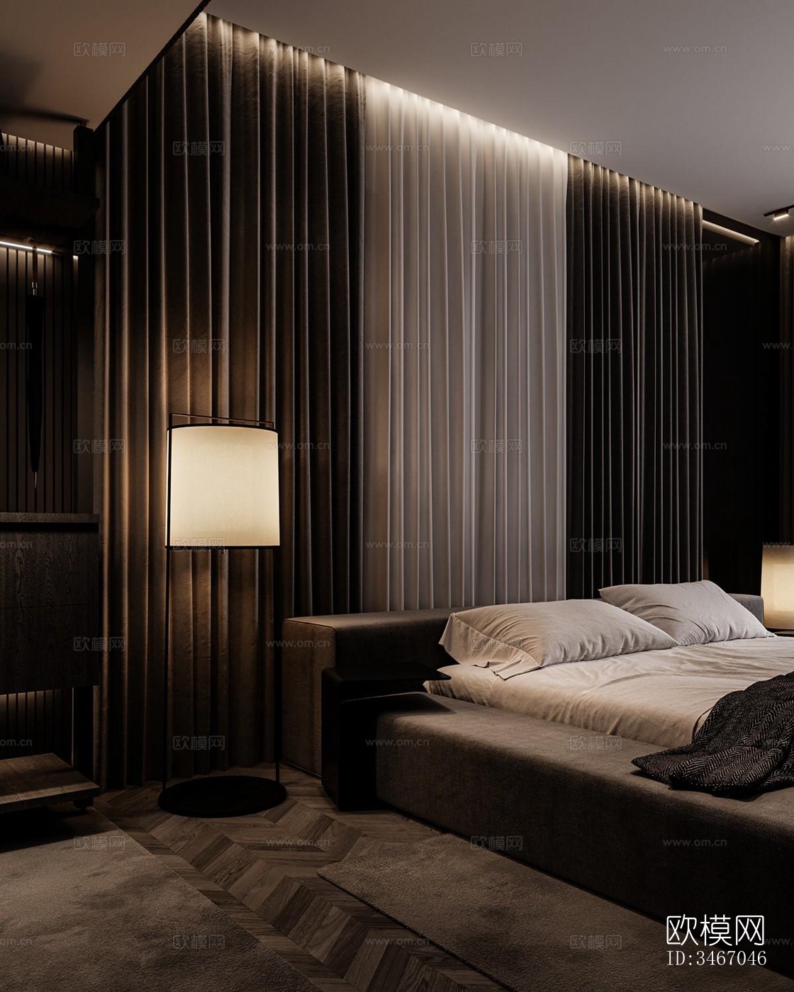 现代卧室效果图下载（渲染图2）