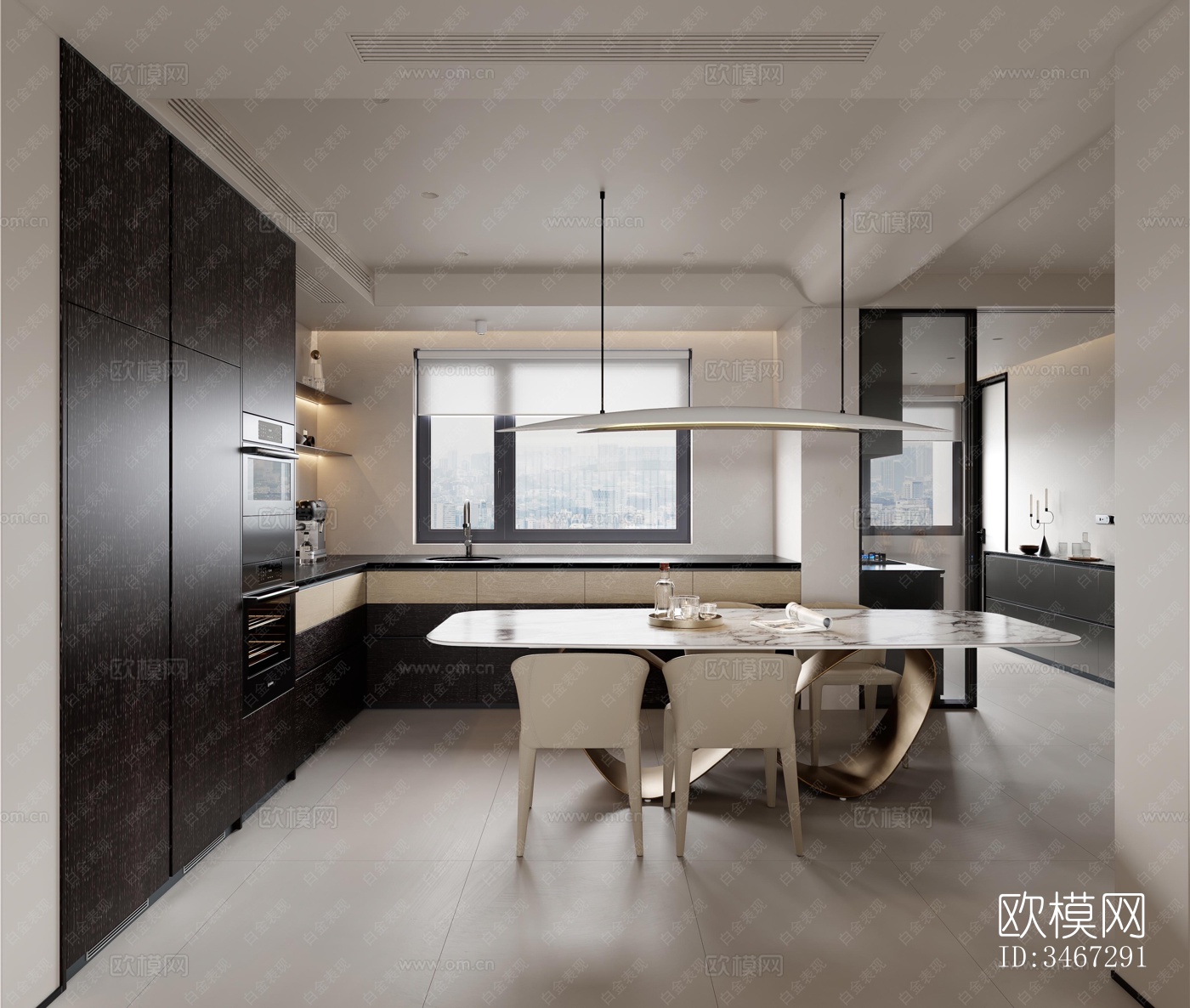 现代大平层效果图下载（渲染图12）