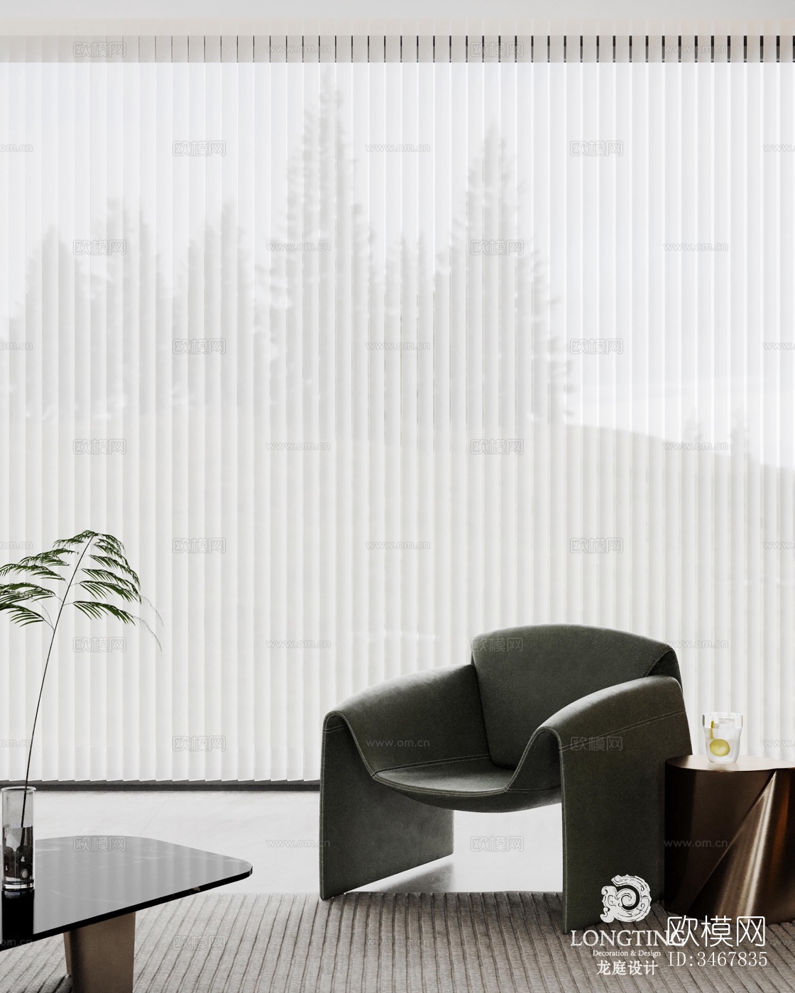 现代大平层效果图下载（渲染图1）