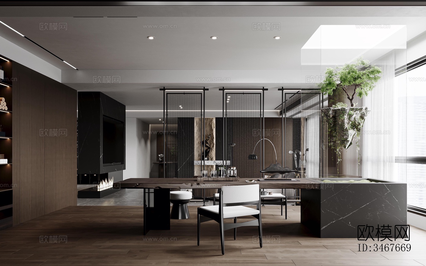 现代大平层效果图下载（渲染图15）