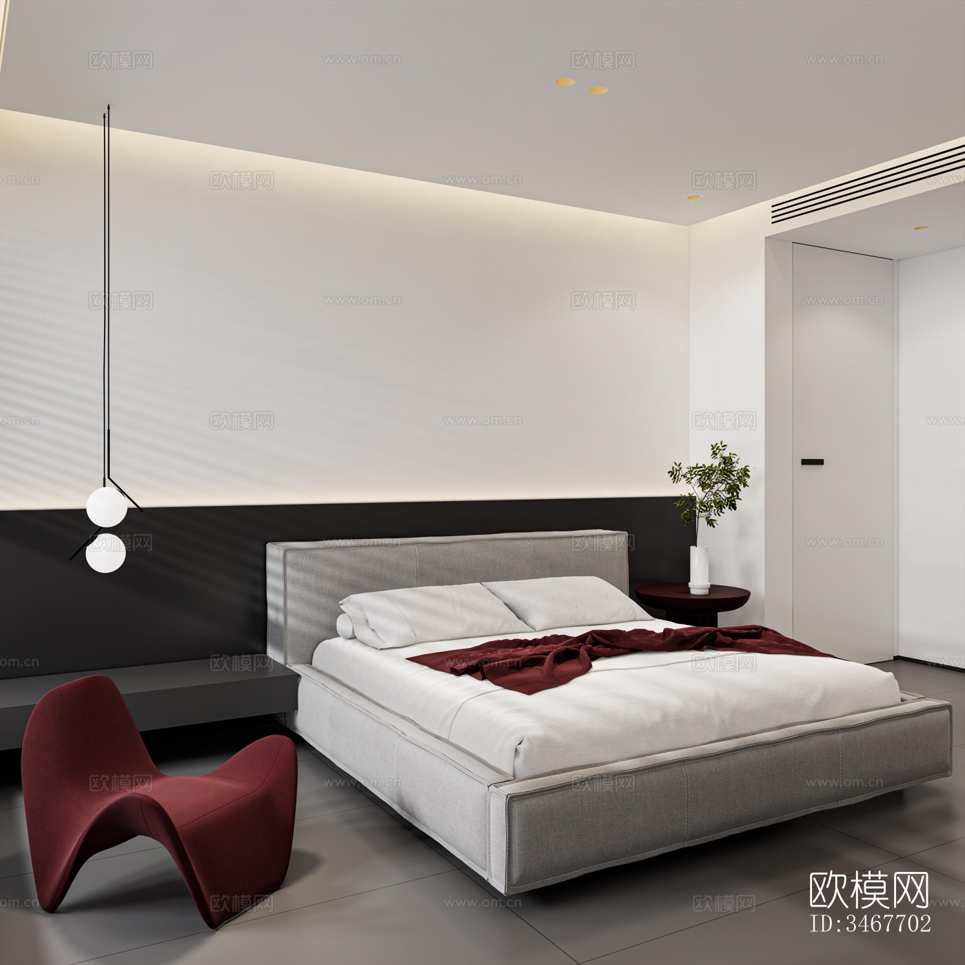 现代大平层效果图下载（渲染图7）