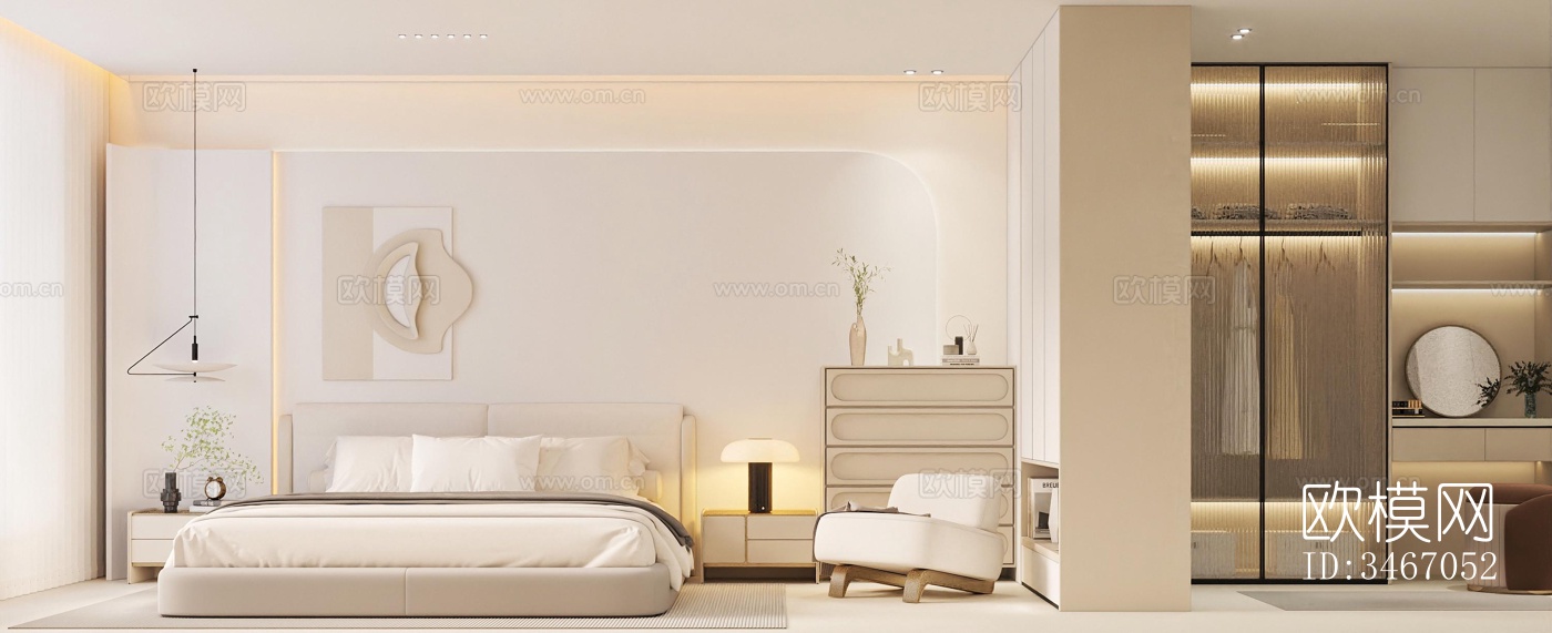 现代卧室效果图下载（渲染图2）
