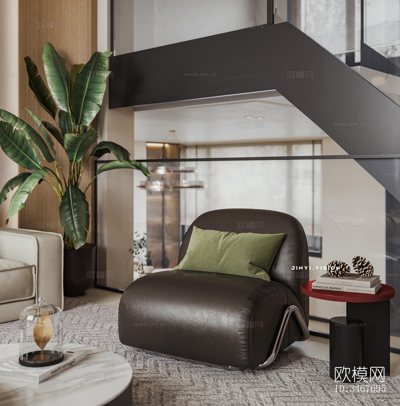 现代大平层效果图下载（渲染图6）