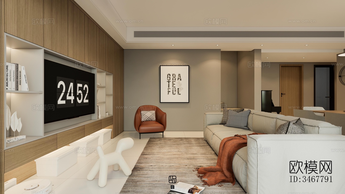 现代大平层效果图下载（渲染图14）