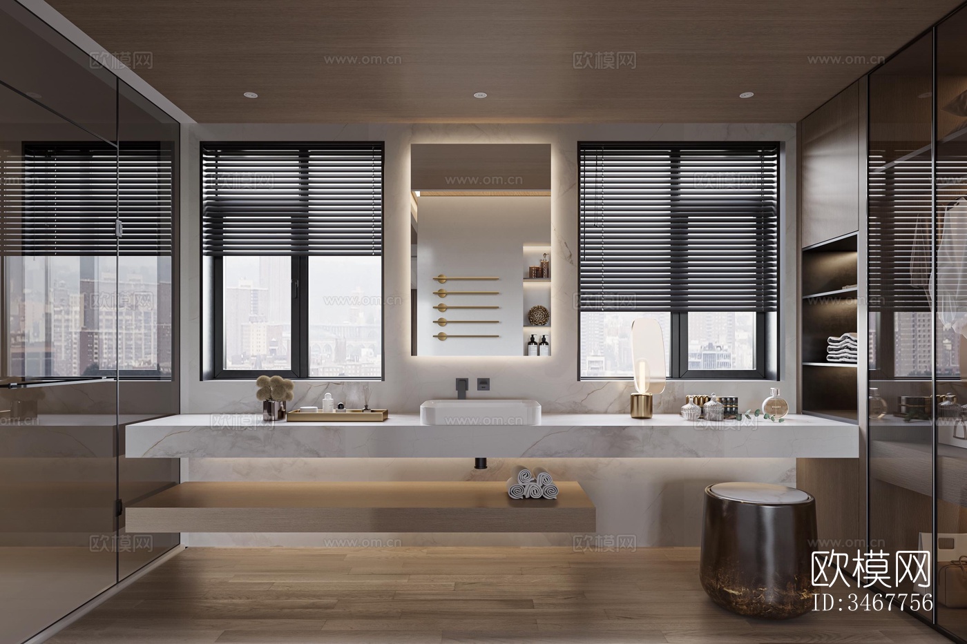 现代大平层效果图下载（渲染图1）