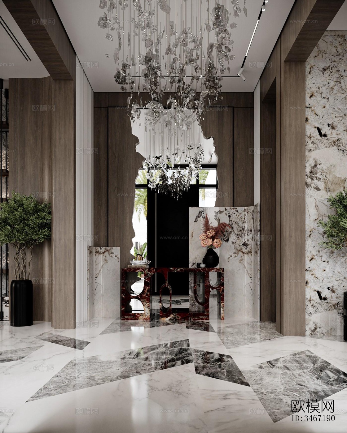 现代大平层效果图下载（渲染图2）