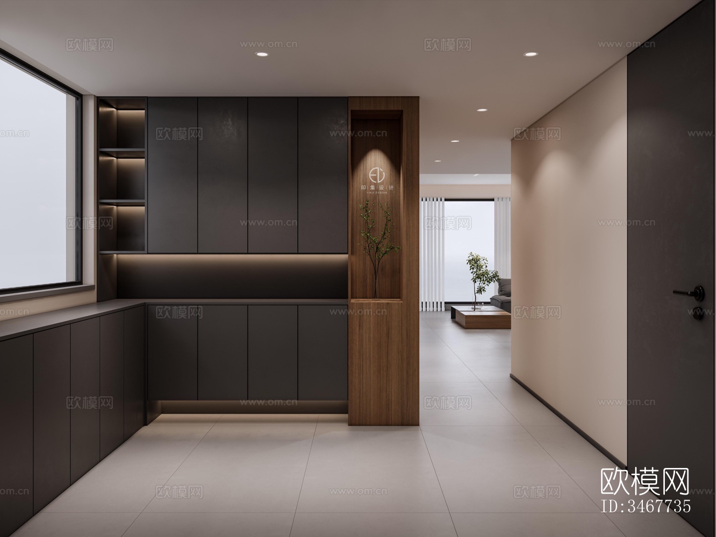 现代大平层效果图下载（渲染图1）