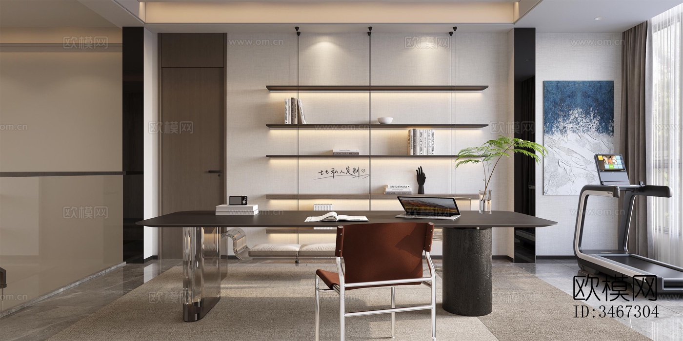 现代大平层效果图下载（渲染图9）