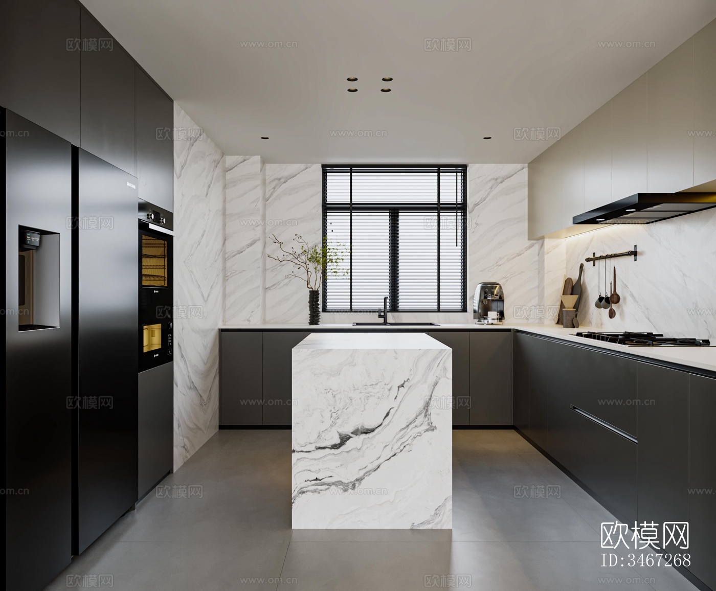 现代大平层效果图下载（渲染图3）