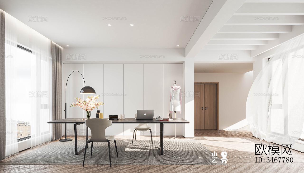 现代大平层效果图下载（渲染图5）