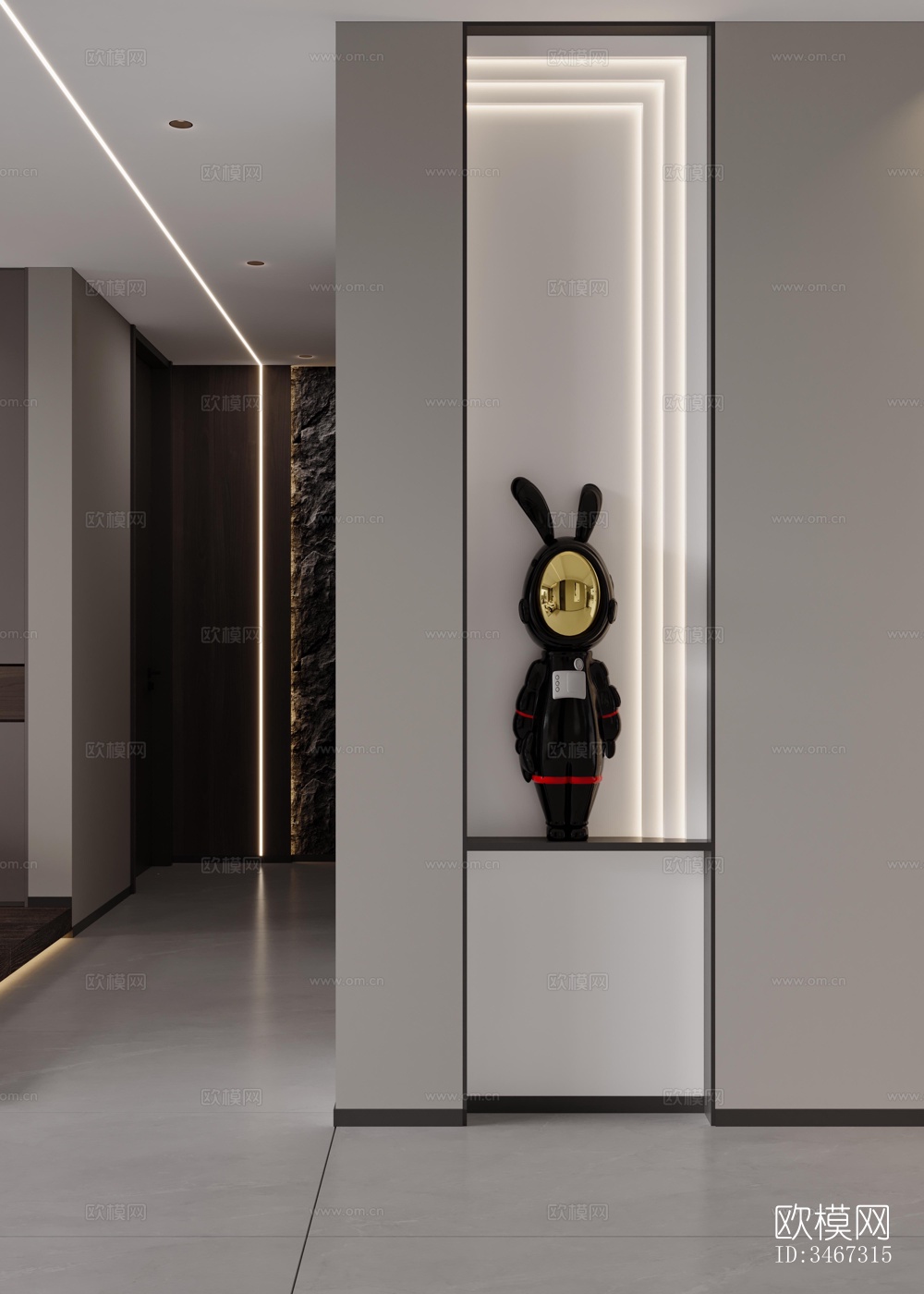 现代大平层效果图下载（渲染图9）