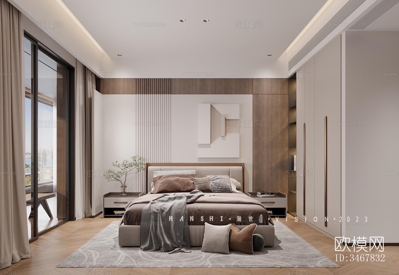 现代大平层效果图下载（渲染图9）