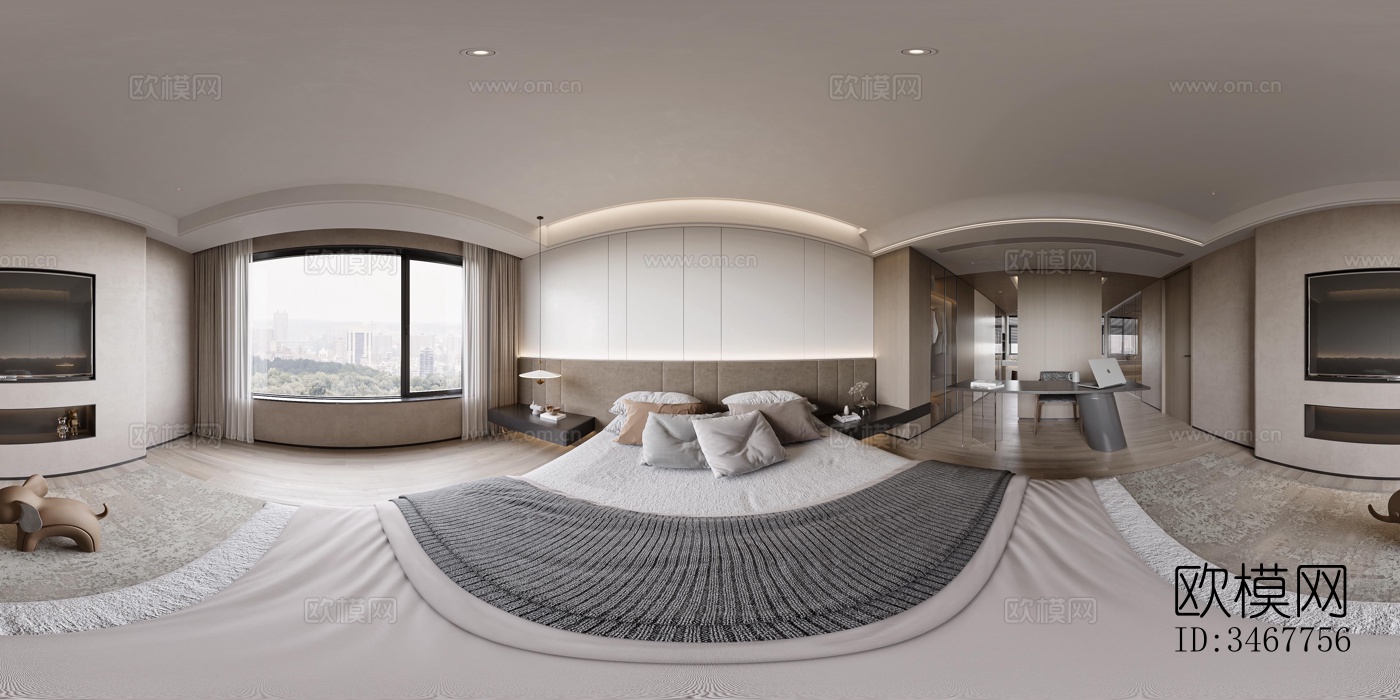 现代大平层效果图下载（渲染图9）