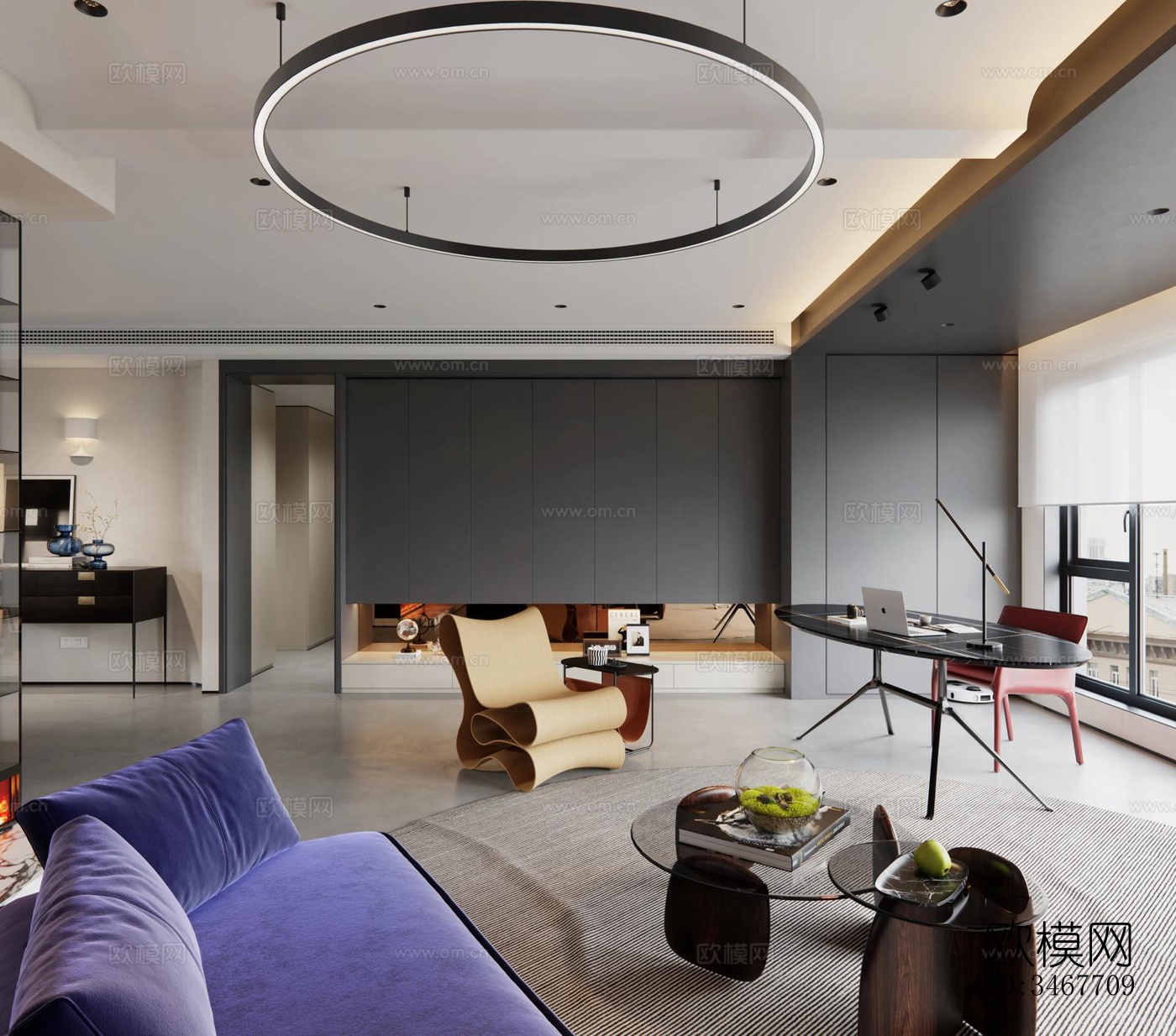 现代大平层效果图下载（渲染图10）