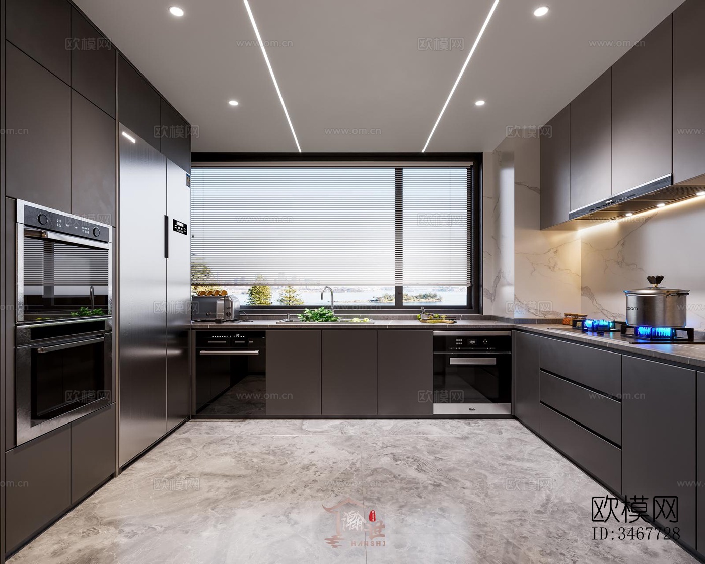 现代大平层效果图下载（渲染图8）