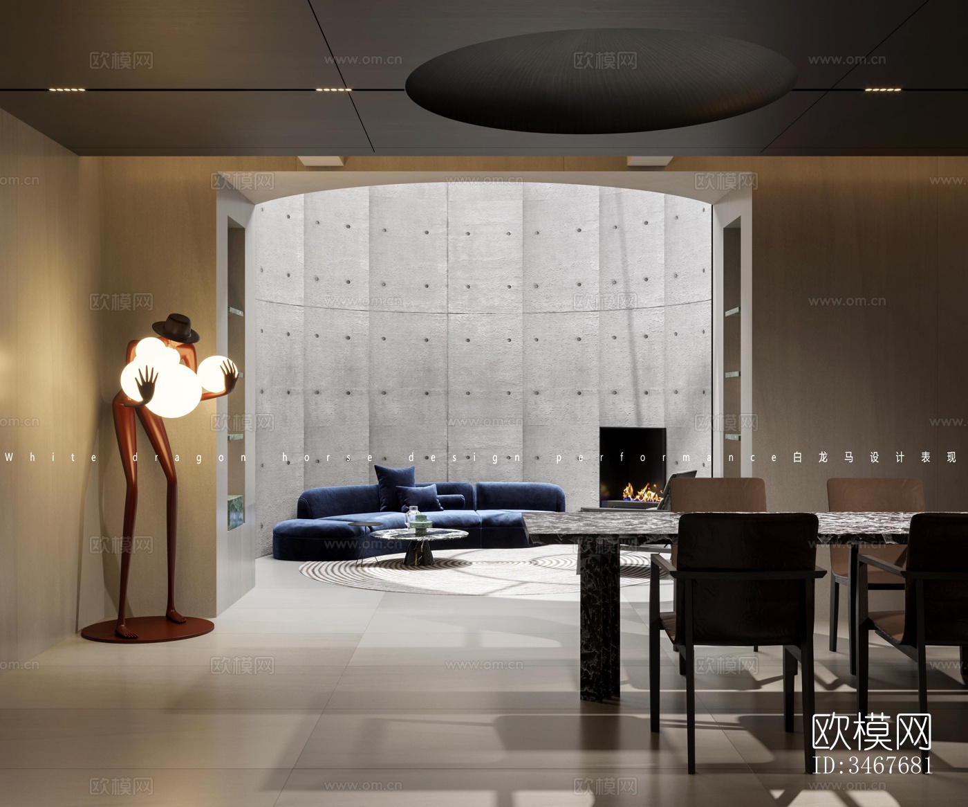 现代大平层效果图下载（渲染图7）