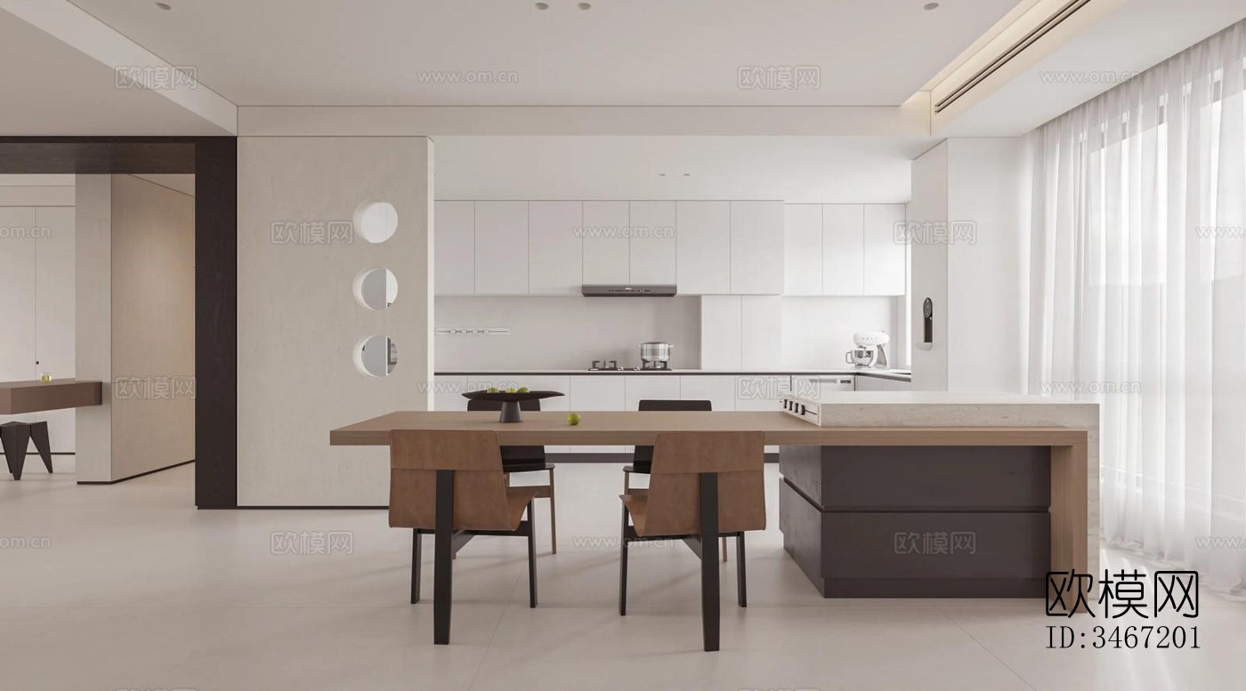 现代大平层效果图下载（渲染图4）