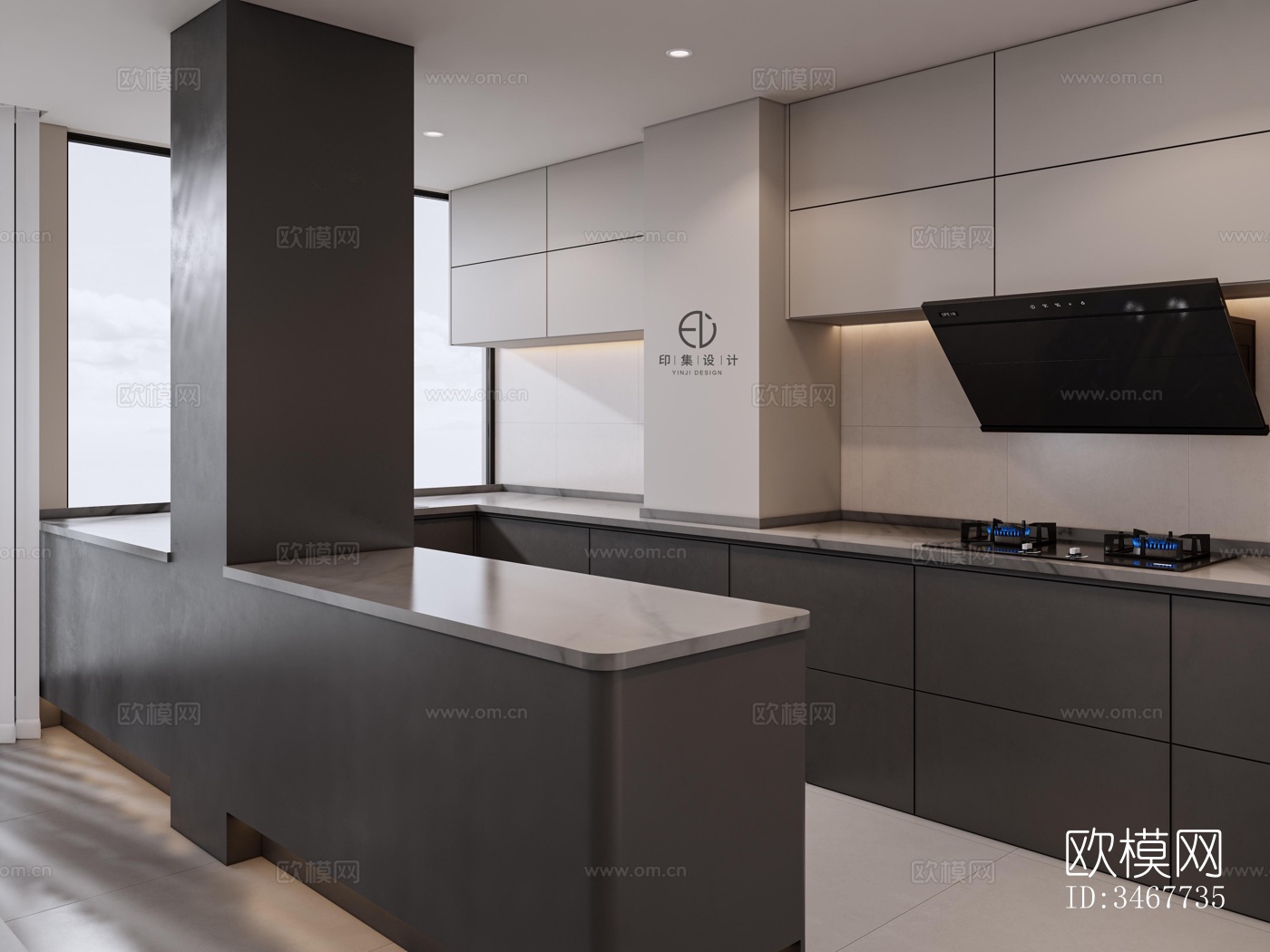 现代大平层效果图下载（渲染图7）