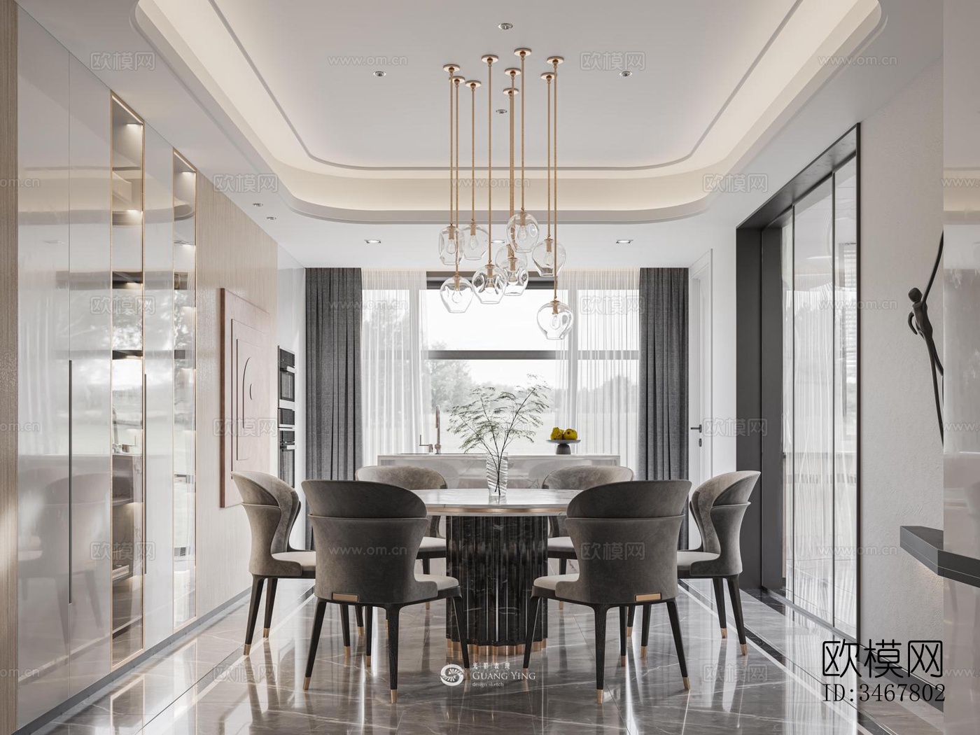 现代大平层效果图下载（渲染图7）