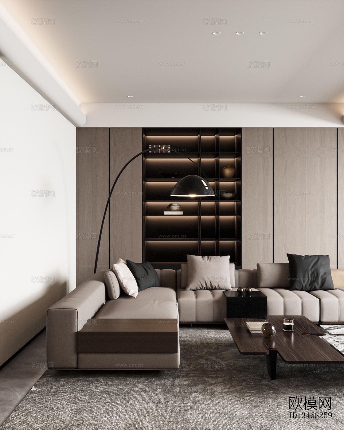 现代大平层效果图下载（渲染图9）