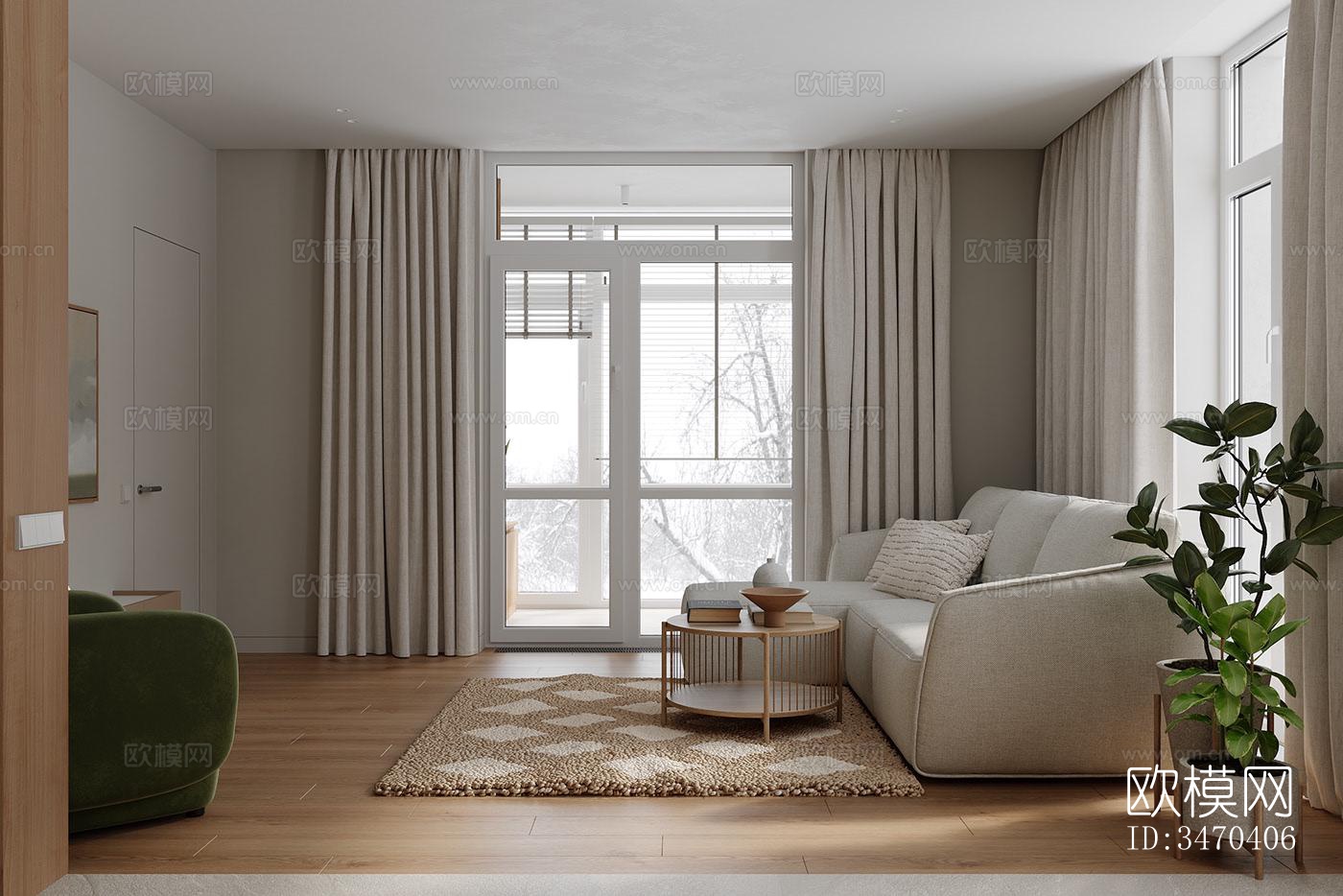 现代平层效果图下载（渲染图8）