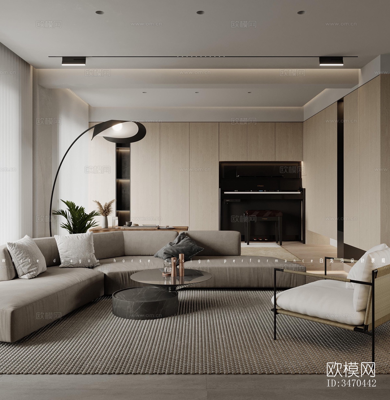 现代平层效果图下载（渲染图4）