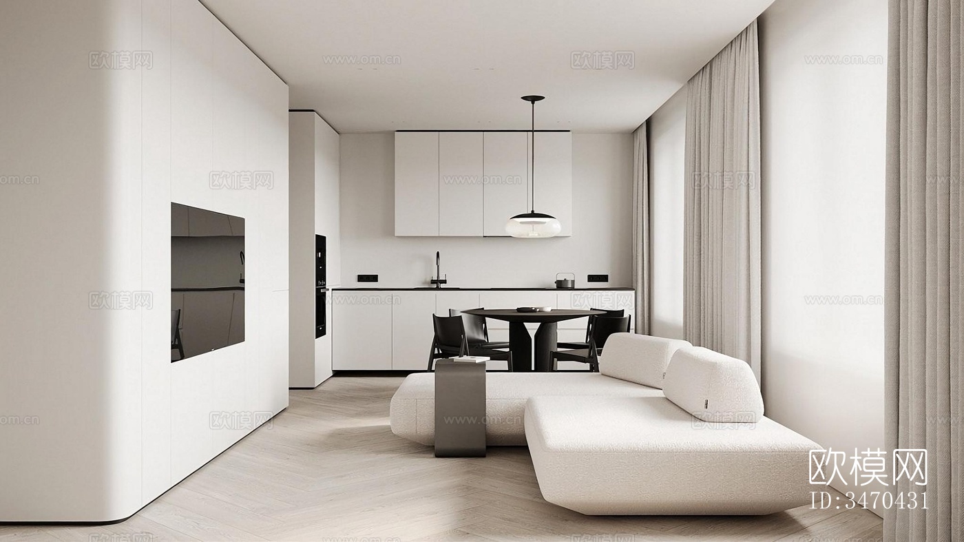 现代平层效果图下载（渲染图6）