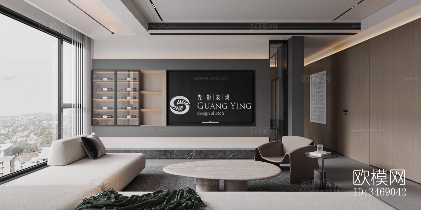 现代平层效果图下载（渲染图3）